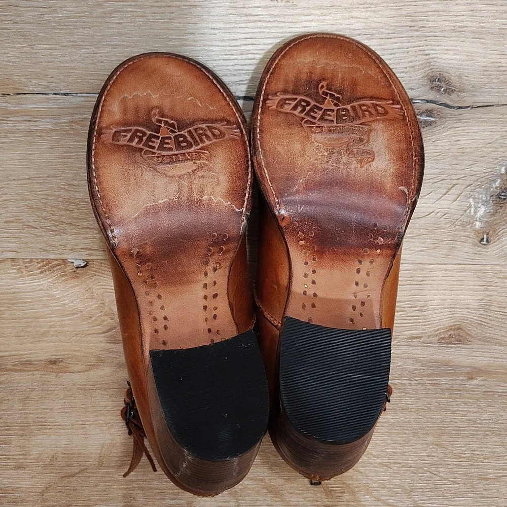 freebird Tan Leather Multi-Strap Block Heel Pumps - Picture 10 of 16